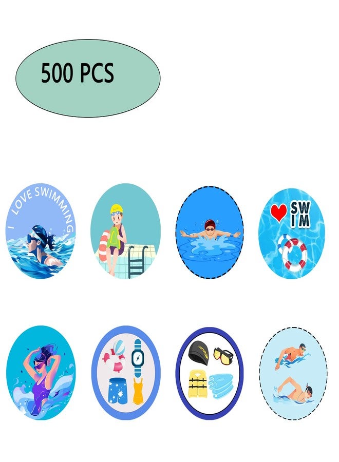 PIBIPAID 500 Pcs Swimming Roll Stickers,Swimming Party Favor Supplies Decorations Action Sport Themed Birthday Party Goodie Bag Stuffers Prize Labels - Image 2